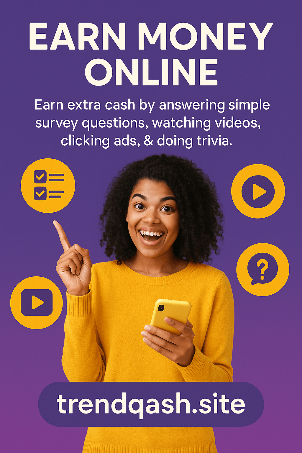 Earn money online with Trendqash - Kenyan woman smiling at phone showing payment